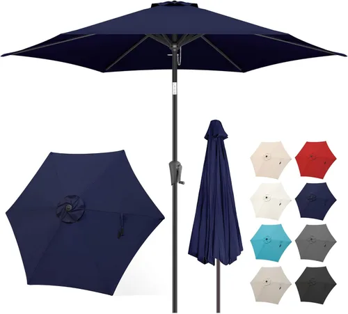 Miniatura 17 de FLAME&SHADE Sombrilla de Patio de 9 pies - Sombrilla para Exteriores de 2 Niveles con Botón de Inclinación y Manivela para Protección UV, Sombrilla