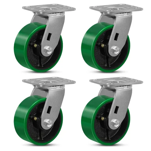 Miniatura 65 de Ruedas giratorias, ruedas industriales de 4 pulgadas resistentes, poliuretano en rueda de acero, ruedas giratorias de placa superior
