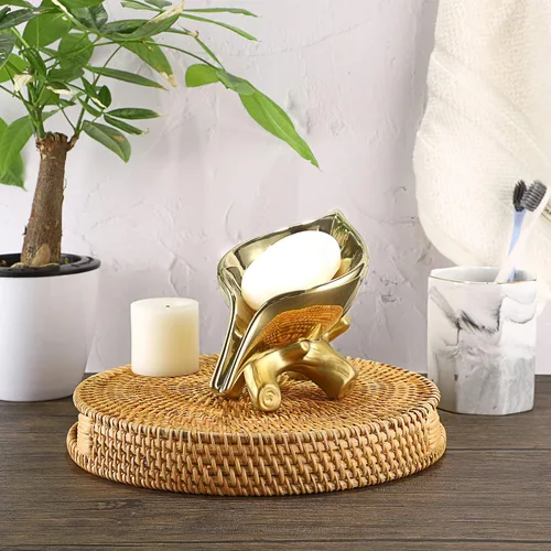 Miniatura 6 de JUXYES Jabonera de cerámica autodrenante, jabonera única en forma de hoja, bandeja decorativa para jabonera de mesa, ahorrador de jabón para bañera
