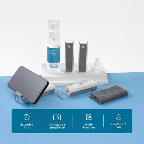 Miniatura 2 de Click Clean Kits de limpieza de pantalla – 4 limpiadores de pantalla todo en uno con repuesto de limpiador de 4 onzas, 1 paño de microfibra