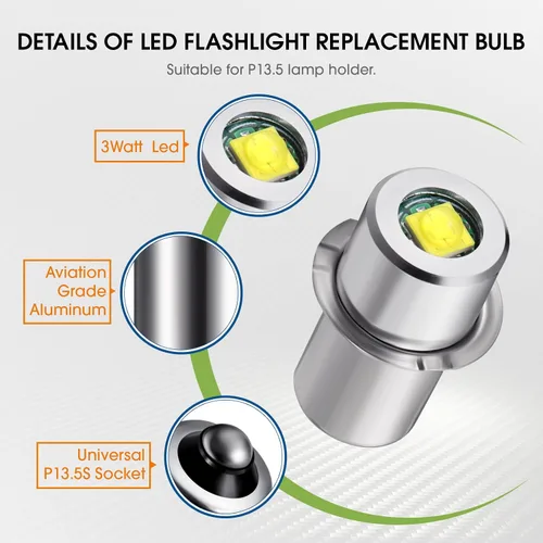 Miniatura 2 de Honoson 3 piezas bombilla LED 3W DC 4-12V linterna bombillas reemplazo antorcha linterna kit de reemplazo de conversión