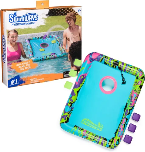 SwimWays Hydro Cornhole, juguetes de piscina para niños y adultos, juego de lanzamiento de Cornhole para playa, lago y piscina, juguetes al aire