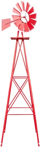 Miniatura 12 de VINGLI Molino de viento ornamental de 8 pies para decoración de jardín trasero, veleta meteorológica, molino de viento de metal resistente con Gris