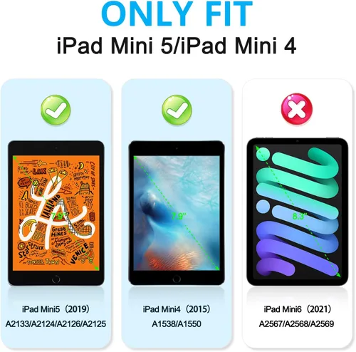 Miniatura 2 de BRAECNstock para Apple iPad mini 5/4 Funda 2019/2015 19,9 cm, Funda Protectora a Prueba de Golpes con Soporte para Lápices, Correa Giratoria