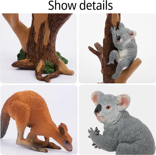 Miniatura 3 de Toymany 7 figuras de animales australianos de vida silvestre que incluyen figura de koala y canguro, juego de figuras de animales de bosque