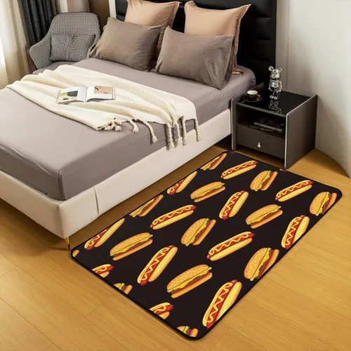 Miniatura 5 de jejeloiu Hamburger - Alfombra decorativa de 3 x 5 pies, diseño de caricaturas, juego de alfombrillas ultra gruesas y suaves