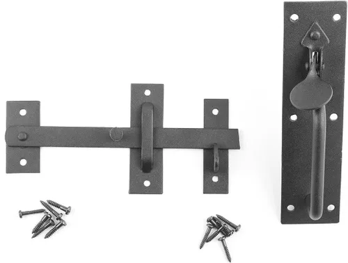 Miniatura 8 de Renovators Supply Manufacturing Acabado negro de la capa del polvo del pestillo de la puerta del pulgar de Norfolk del hierro forjado