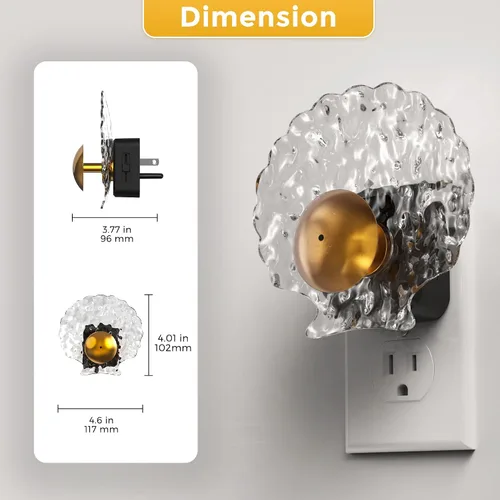 Miniatura 6 de L LOHAS LED - Luz nocturna de concha, luces nocturnas enchufables en la pared, luces nocturnas regulables enchufables con sensor de luz, 0-100LM