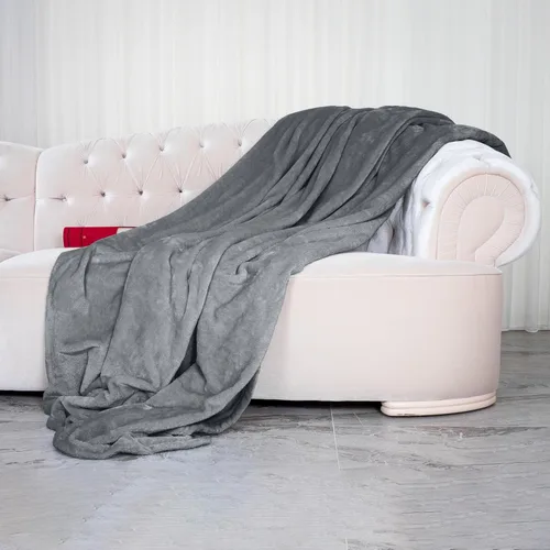 Miniatura 2 de Elegant Comfort Lujosa manta ultrasuave de microterciopelo suave y aterciopelada, tamaño individual/individual XL, color gris 2-Gris