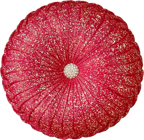 Miniatura 7 de EUCIOR Almohadas Decorativas Doradas, Almohada Circular, Almohadas Decorativas Plisadas de Calabaza Hechas a Mano, Almohadas Doradas, Almohadas