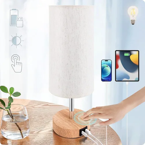 Miniatura 10 de Lámpara de escritorio Yarra-Decor con puerto USB, lámpara de mesa con control táctil de 3 niveles de brillo, lámpara de mesita redonda con pantalla