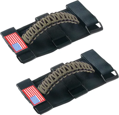 Savadicar Paquete de 2 Asas de Agarre para Barra Antivuelco Manija de Agarre Compatible con Jeep Wrangler CJ YJ TJ JK JL 4XE y Gladiator JT