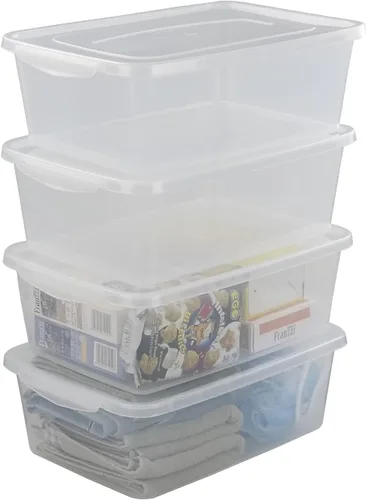 Miniatura 7 de Contenedores de almacenamiento de plástico de 14 cuartos de galón con tapa, caja de cierre transparente, juego de 4