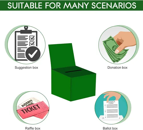 Miniatura 4 de Paquete de 6 cajas de sugerencias para rifas con ranura, cajas de cartón de 6.5 x 4.5 x 4.5 pulgadas con ranura para boletos y cabecera extraíble