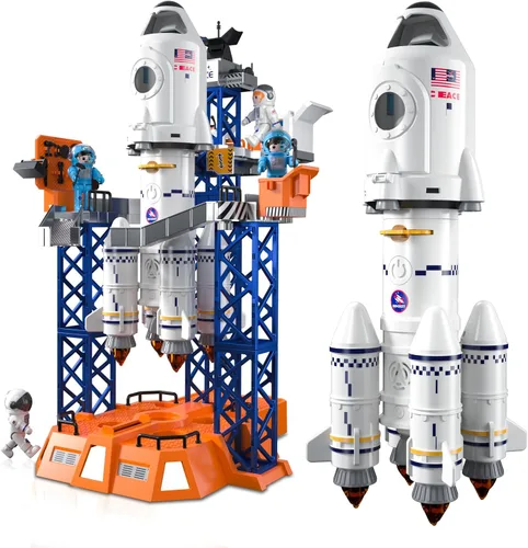 Miniatura 8 de Juguetes de Lanzador de Cohetes Transbordador Espacial para Niños de 3, 4, 5, 6, 7, 8, 9 años, juguetes aeroespaciales de construcción STEM 2 en 1