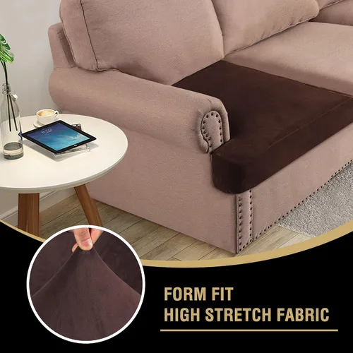 Miniatura 6 de H.VERSAILTEX Fundas de terciopelo elástico para silla con cojín en forma de T para sala de estar, funda de sofá, funda de asiento con cojín