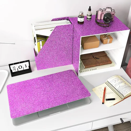 Miniatura 4 de Papel tapiz de purpurina morada, papel tapiz autoadhesivo para gabinete, envoltura de regalos, decorativo, extraíble, de 17.7 x 393.7 pulgadas