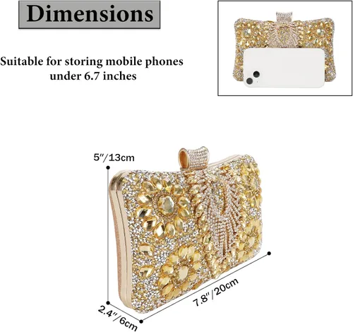 Miniatura 2 de COAIMANEY Bolso de mano de lentejuelas brillantes con diamantes de imitación para mujer, bolso de mano de noche, bolso de hombro para boda, fiesta