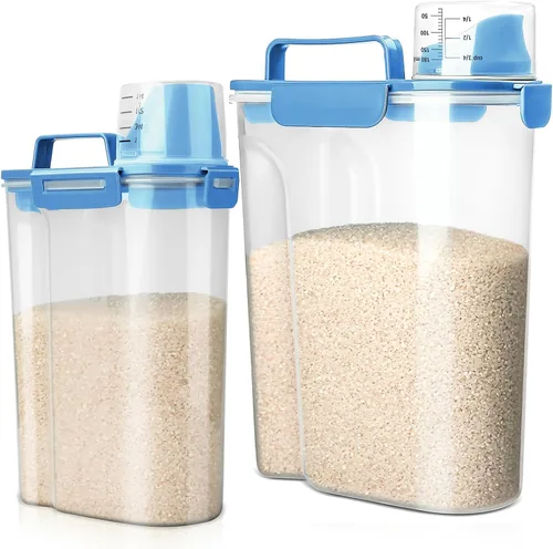 Miniatura 17 de Viretec Recipiente de almacenamiento de arroz, dispensador hermético de alimentos secos de 15 a 20 libras, recipiente de comida para mascotas