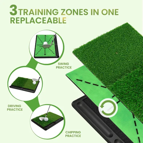 Miniatura 4 de NEWCARE Golf Hitting Mat with Curved Ball Tray, 3-in-1 Golf Practice Mat, Fairway Rough Putting Surfaces, Non-Slip Rubber Base, Portable Golf