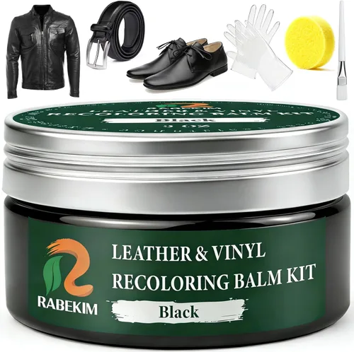 Kit de reparación de cuero negro, bálsamo de recoloración de cuero – Restaura y repara cuero desteñido en sofás, asientos de coche, zapatos y