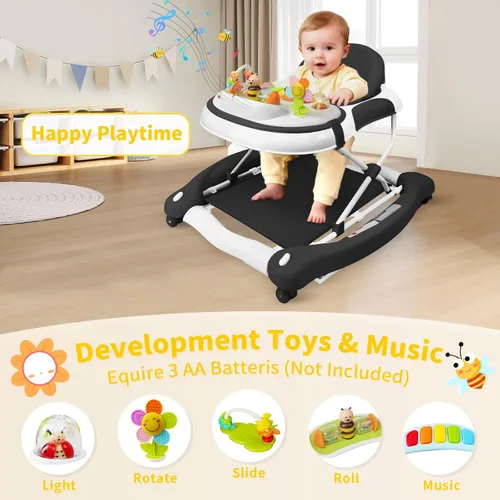 Miniatura 3 de Andador de bebé 5 en 1, andador con música y luces para bebé niño niña de 6-12 meses, andadores de bebé plegables con ruedas y combo de rebotador