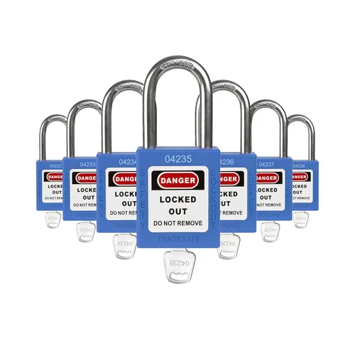 Miniatura 22 de TRADESAFE Juego de cerraduras de bloqueo - 7 cerraduras de loto rojas, cerraduras de bloqueo con llave diferente, 1 llave por cerradura, candados