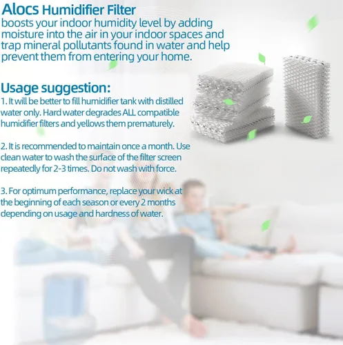 Miniatura 7 de Alocs WF813 - Filtro humidificador de repuesto para Relion - RCM832 RCM-832N Procare PCWF813 Protec WF813 Equate EQ-2119-UL EQWF813 Filtros de mecha