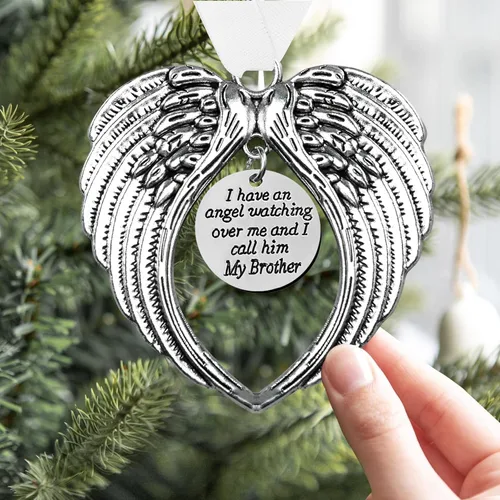 Miniatura 9 de Adornos Colgantes Conmemorativos de Navidad Alas de Ángel, Regalos de Memoria Colgante "I Have a Angel Watching Over Me I Call Her Aunt", Regalo