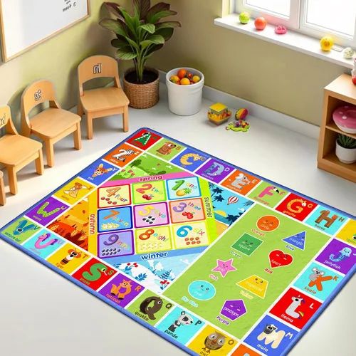 Miniatura 6 de 3x5 Pequeña Alfombra para Sala de Juegos y Aula de Niños - Alfombra Educativa del Alfabeto ABC con Animales, Números y Formas - Alfombra de Juguetes