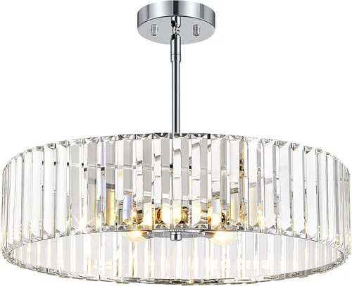 Miniatura 22 de YURNYQ Lámpara de Techo de Cristal, Moderna Lámpara de Techo Semi Empotrada, Luminarias de Techo Cromadas para Pasillo, Cocina, Entrada, Dormitorio