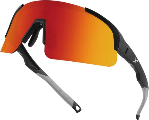 Miniatura 9 de BangLong Gafas de sol de ciclismo para hombres y mujeres, gafas de sol deportivas con 2 lentes intercambiables para correr, béisbol, pesca