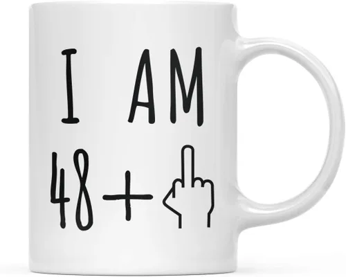 Miniatura 14 de Andaz Press Divertida taza de café de 11 onzas, regalo de broma de cumpleaños, I Am 49 + 1 dedo medio, 1 paquete, ideas de regalo de cumpleaños 50