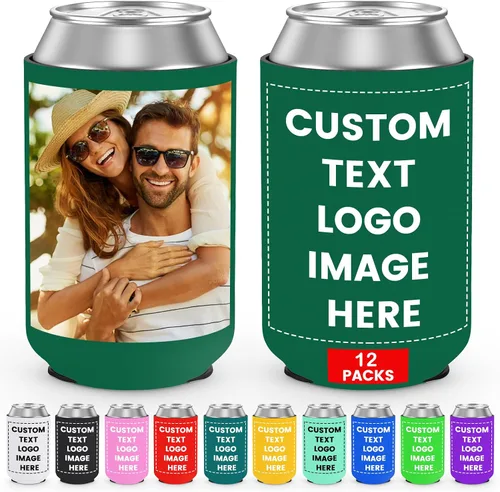 Miniatura 22 de Paquete de 300 enfriadores de latas personalizados a granel, enfriador de latas personalizado con logotipo de foto texto para bodas, cumpleaños