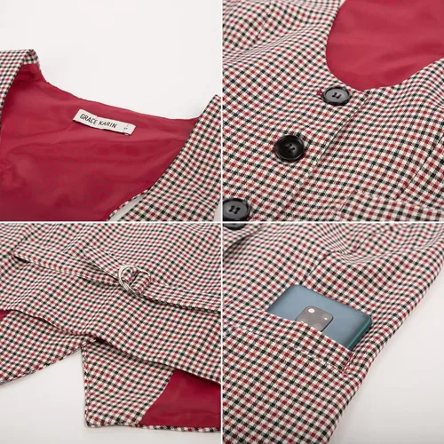 Miniatura 6 de GRACE KARIN - Chaleco corto para mujer con espalda cruzada, chaleco estilo académico y retrofuturista