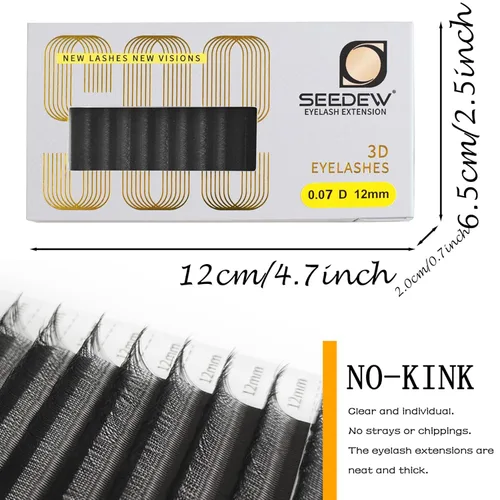 Miniatura 3 de SEEDEW® Extensiones de pestañas en racimo de pestañas 3D W en forma de 0.315-0.591 in, longitud mixta, volumen profesional, suaves y naturales