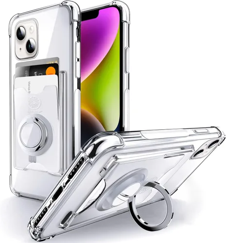 Miniatura 20 de Shields Up Funda diseñada para iPhone 8 Plus/iPhone 7 Plus, funda minimalista con tarjetero [3 tarjetas] y soporte de anillo, funda protectora