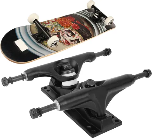Miniatura 5 de Health Gear - Paquete de 2 camiones de patineta de aleación de aluminio negro de 4 a 8 pulgadas, monopatín de patineta longboard, camiones
