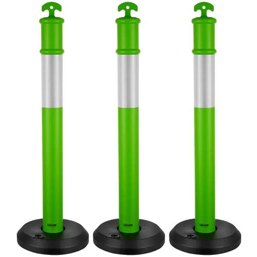 Miniatura 10 de VEVOR Paquete de 2 postes delineadores de tráfico, conos de seguridad de tráfico de 48 pulgadas con base rellenable y tiras reflectantes, postes