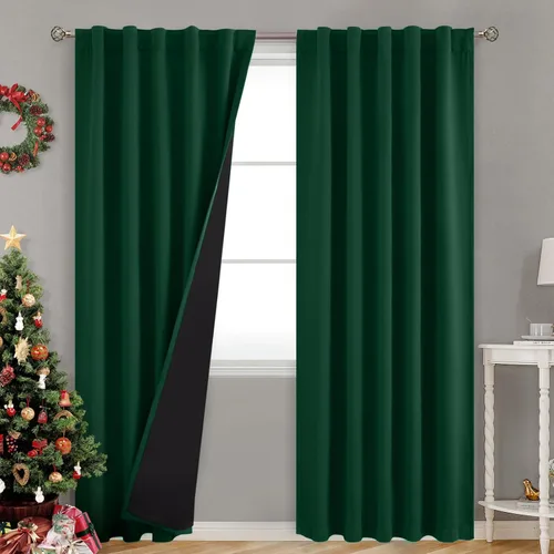 Miniatura 36 de BGment Cortinas 100% opacas beige de 63 pulgadas de largo con forro aislante térmico, bolsillo para varilla y lengüeta trasera de doble capa