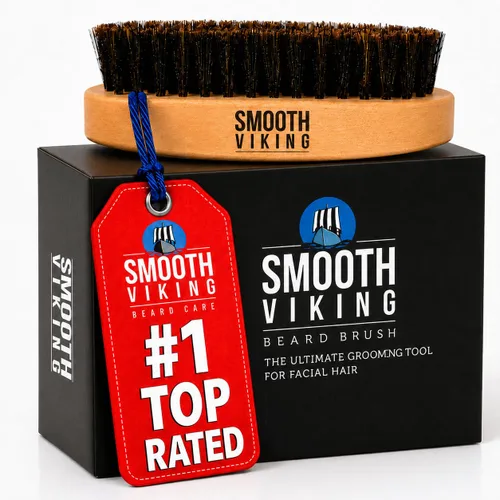 Miniatura 9 de Cepillo de barba para hombre - Con cerdas de jabalí para fácil mantenimiento - Cuidado facial, peine para cabello para el acondicionamiento, Beige