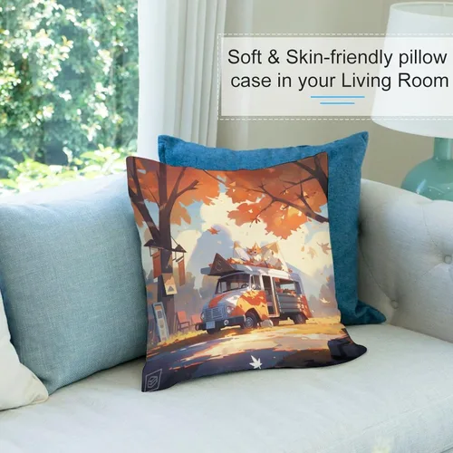 Miniatura 8 de Fundas de almohada para sofá de 12 x 12 pulgadas, diseño cuadrado de otoño y granja campestre, suave, estampado de doble cara, fundas decorativas