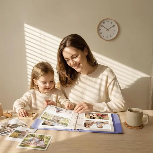 Miniatura 8 de Vienrose Álbum de fotos autoadhesivo de 40 páginas, tapa dura DIY, álbum de recortes con 3 anillas para niños, bodas, bebés, familia, púrpura Morado