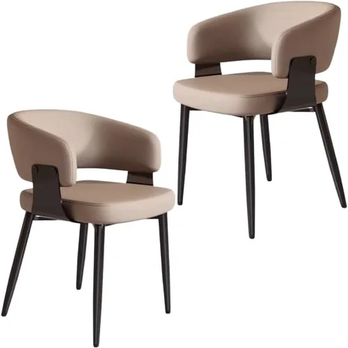 Miniatura 21 de YVYKFZD Juego de sillas de comedor, silla de comedor con patas de metal y respaldo curvo, sillas de cocina tapizadas de cuero, reposabrazos, silla