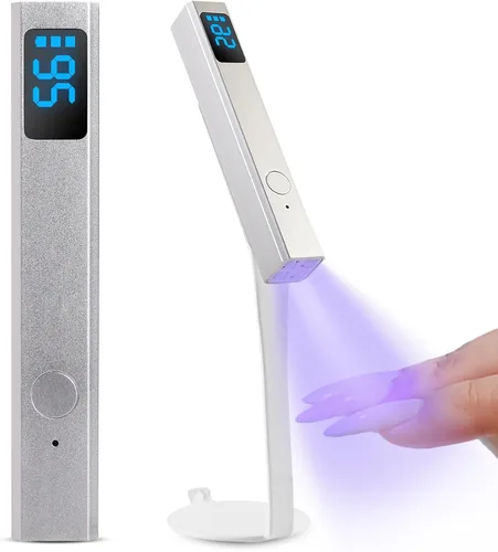 Mini luz ultravioleta de mano para uñas de gel con soporte magnético para secador de uñas de un dedo con pantalla LCD Lámpara de uñas inalámbrica