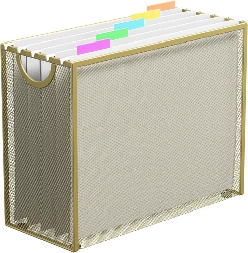 Miniatura 12 de Organizador de Archivos Colgantes, Portaarchivos Tamaño Carta Caja de Archivo con 5 Carpetas Colgantes, Almacenamiento de Carpetas de Archivos