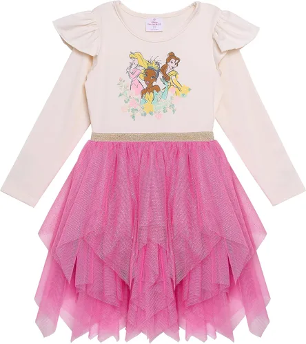 Miniatura 9 de Disney Vestido tutú de princesa de manga larga para niñas, lindos vestidos para niños pequeños con Cenicienta, Bella, Elsa y Tiana