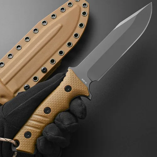Miniatura 6 de Gtkii GTK2 Cuchillo de hoja fija AUS-10 Hoja de acero Mango de fibra de vidrio de nailon Cuchillo de herramienta EDC de espiga completa para acampar