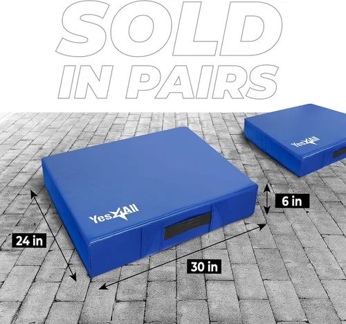 Miniatura 2 de Yes4All Almohadillas silenciadoras/almohadillas de levantamiento de pesas con cubierta de PVC y asas de fácil transporte - Se venden en C.