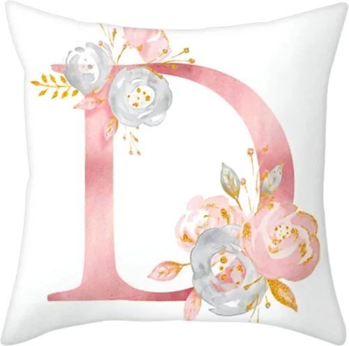 Miniatura 23 de Fundas de Almohada Decorativas del Alfabeto, Fundas de Cojín con Letras ABC y Flores, Fundas de Cojín Cuadradas de 18 x 18 Pulgadas, Protectores